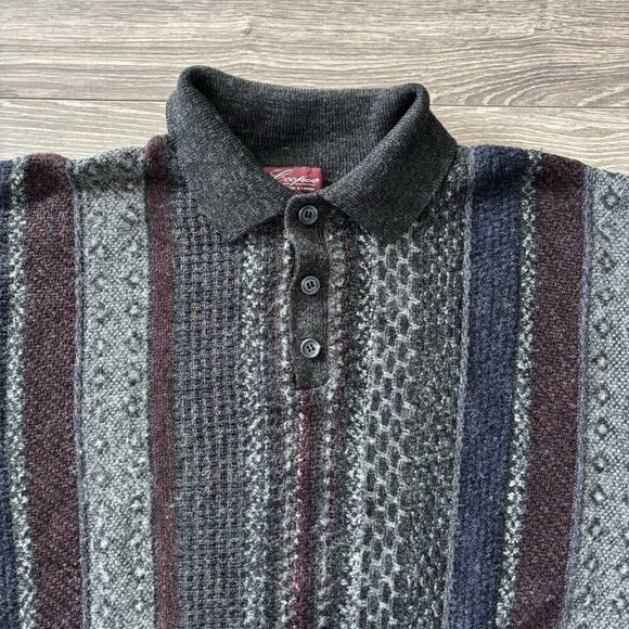 VTG Knitted Coogi Style Sweater Mens L Cooper Grand-pa Wool Pullover 90s Retro - Picture 2 of 16